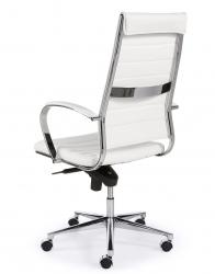Design bureaustoel 601, hoge rug in wit PU