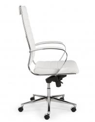 Design bureaustoel 601, hoge rug in wit PU