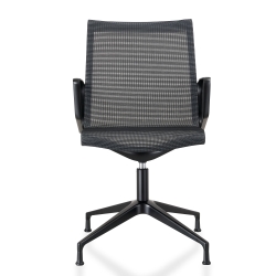 Design vergaderstoel in mesh zwart, zwart frame
