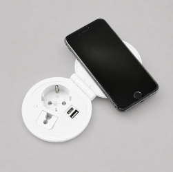 Inbouw powerbox 80mm rond met wireless charger